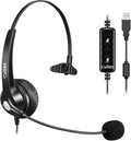 Callez USB Headset with Noise Cancelling Mic & Mute Controls, Mono Computer Headphones for Laptop PC Skype Zoom Webinar Business Call Center Home Office, Clear Chat, Super Lightweight (C500U3)