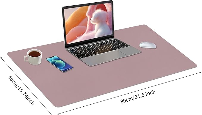 Bloss Pink Desk Mat, Large Mouse Pad, Non-Slip Desk Protector Mat, Leather Desk Blotter, Waterproof Desk Pad for Make Up Desk/31.5×15.7 Inch