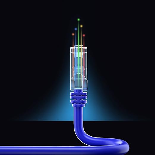 Maximm Cat 6 Ethernet Cable 7 ft (20-Pack) - High-Speed LAN Cable, Internet Cable, Patch Cable, and Network Cable - UTP, 10Gbps, 550MHz Ethernet Cord - Blue