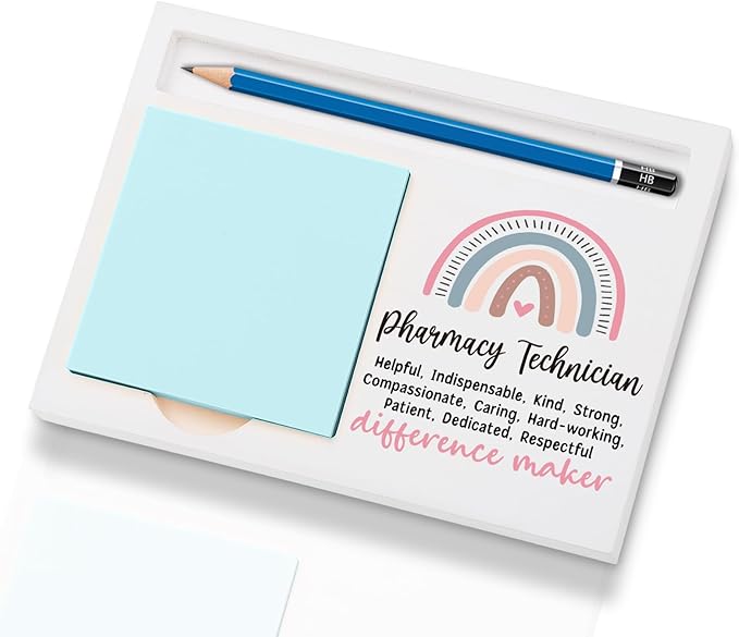 Pharmacy Technician Office Supplies Sticky Note Holder Decor, Pharmacy Technician Thank You Appreciation Gifts for Women Self-Stick Note Pad Holders W2B20