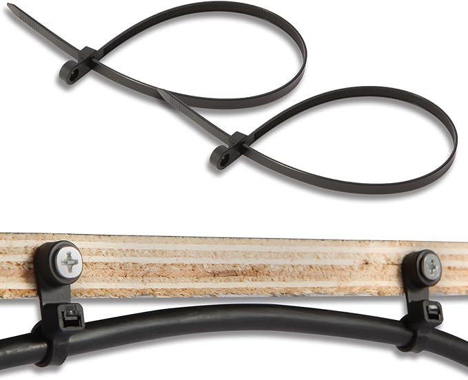 120 PCS 15 Inch Plastic Zip Ties with Screw Holes, Heavy Duty Mountable Cable Ties, UV Resistant Electrical Zip Ties for Indoor & Outdoor (Black)