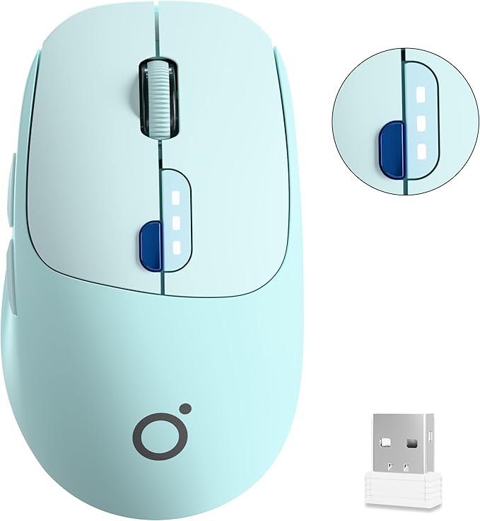 EWEADN Q5 Wireless Mouse, Bluetooth & 2.4G Quiet Computer Mouses with 1600 DPI, Battery Level Display, Ergonomic Office Mouse,6 Button Portable Cute Cordless Mice for Laptop/PC/Mac- Blue