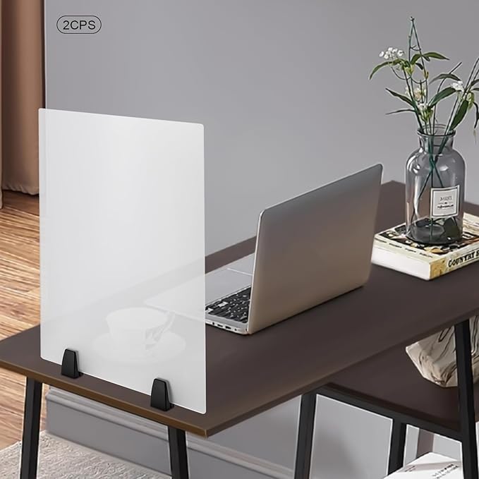 2 Pack Desk Privacy Panels,Modern Dual Frosted Plexiglass 24 x 18 inch Desk Privacy Panels,Acrylic Cubicle Desk Dividers,Office Partitions (24 in x 18 in)