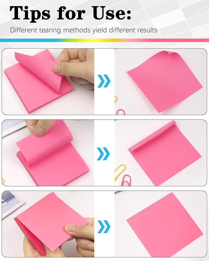 Weliu Sticky Notes 3x3 Inches, Self-Stick 48 Pads Bulk, 100 Sheets/Pad, 6 Bright Colors, Adhesive Notes for Home, School, Office, Use on Walls, Doors, Windows