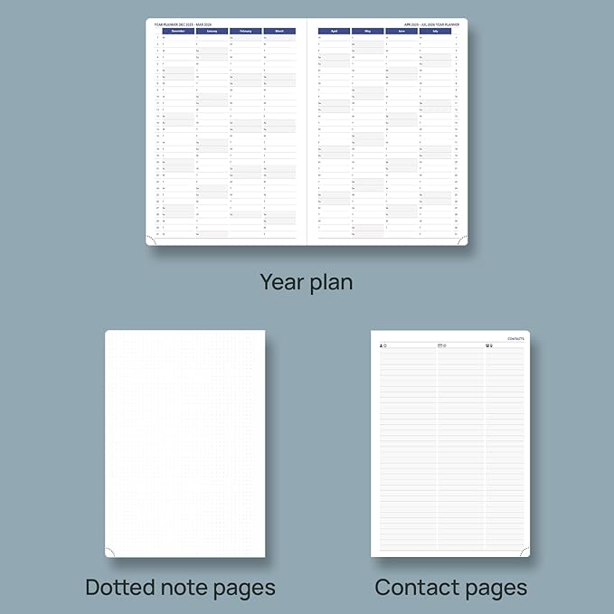 POPRUN Monthly Planner 2026-2027 (Large-8.25'' x 11.75''), 16 Months Calendar (Dec 2025-Mar 2027) Appointment Book with Stair Tabs, Inner Pockets, Pen Holder, PU Leather Softcover - Purple
