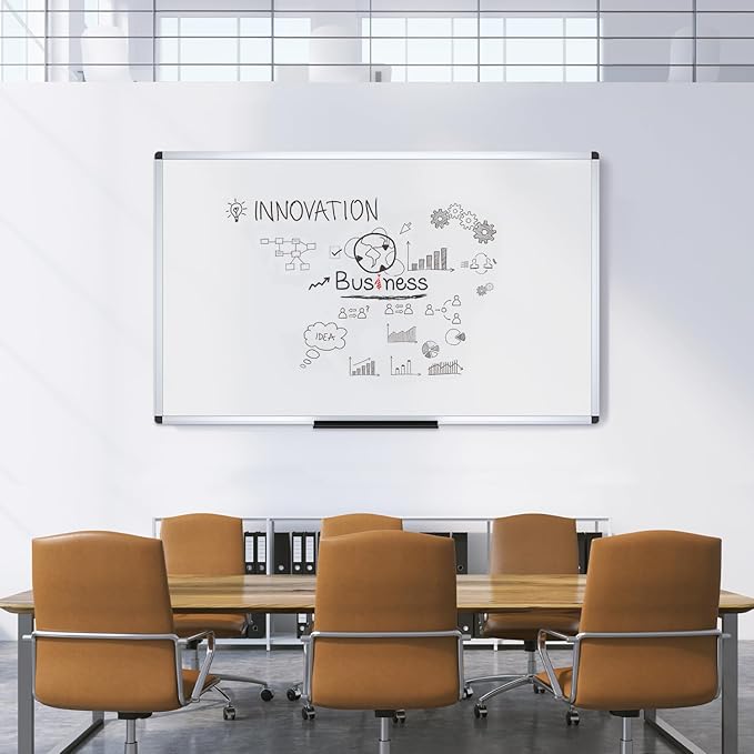 VIZ-PRO Dry Erase Board/Magnetic Whiteboard, 96 x 40 Inches, Large Wall Mounted Board for School Office and Home
