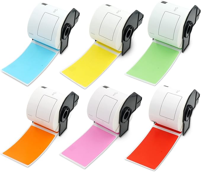 BETCKEY - Shipping/Name Badge Labels Replacement for Brother DK-1202 (2.4 in x 3.9 in), Compatible with Brother QL Label Printers [6 Rolls/1800 Labels, Mixed]