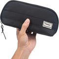 Sooez Wide-Opening Pencil Pen Case, Lightweight & Spacious Pencil Pouch Zipper Stationery Bag, Aesthetic Supply with Triangular Design for Adults, Black