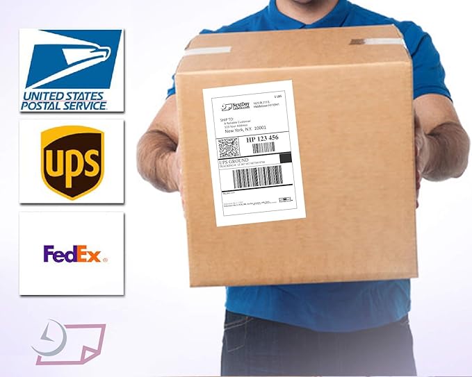 NextDayLabels 8.5x5.5 Half Sheet Stickers White Blank Labels for Laser Inkjet Printer - 2 Per Page Self-Adhesive Shipping Packaging Product Made in USA - 200 Labels