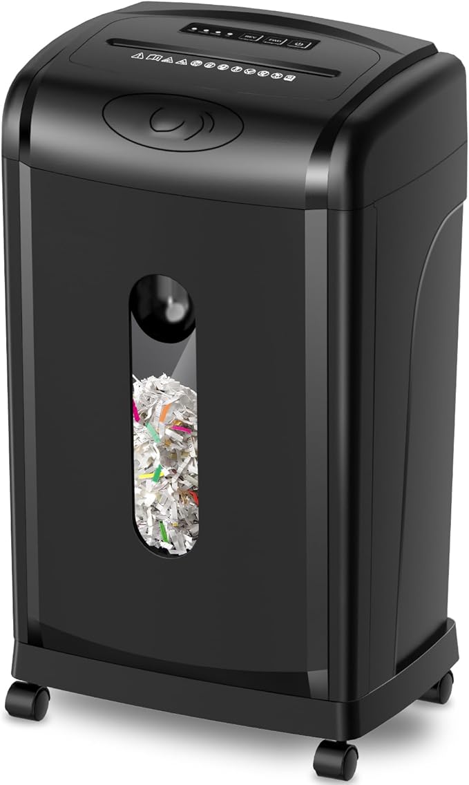 Paper Shredder,18-Sheet Cross Cut, 8 Gallon Pull Out Bin, P-4 Security Level, Shred Paper and Credit Card and Durable&Fast for Home Office