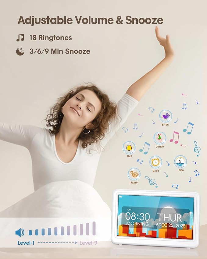 Digital Clock with Date and Day of Week, Dementia Clocks Battery Operated Alarm Clock with 20 Alarms and Medicine Reminders, 7" Large Display Rechargeable Desk Clock for Elderly Seniors Alzheimers