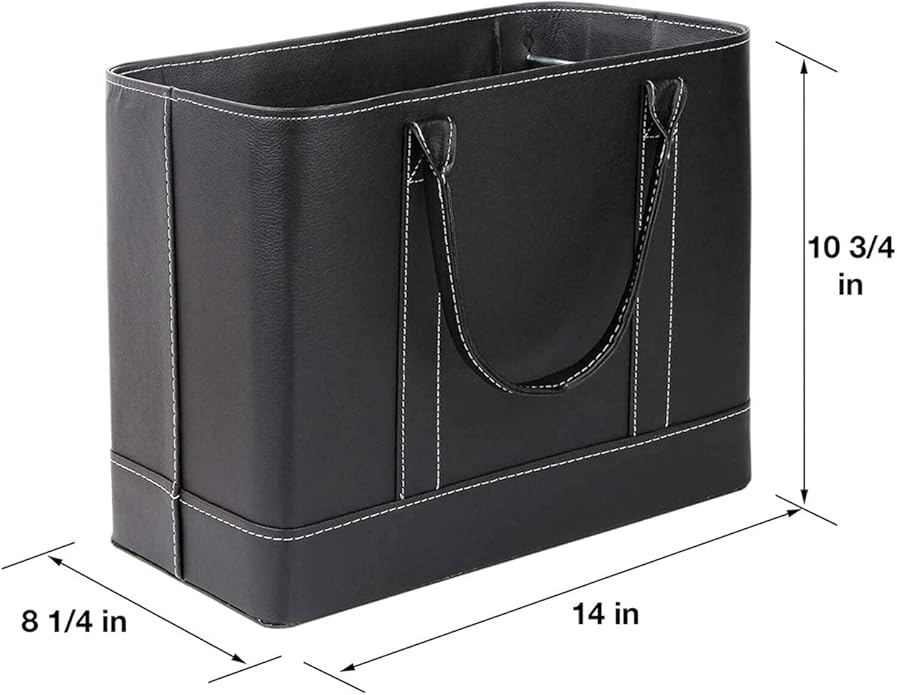HOME DISTRICT Chic File Organizer Tote - Important Document Organizer Bag, Portable File Box with Handle, Black