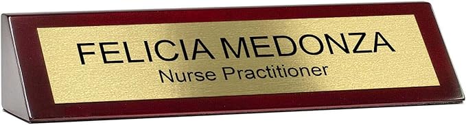 Personalized Glossy Rosewood Desk Name Plate - 2x10