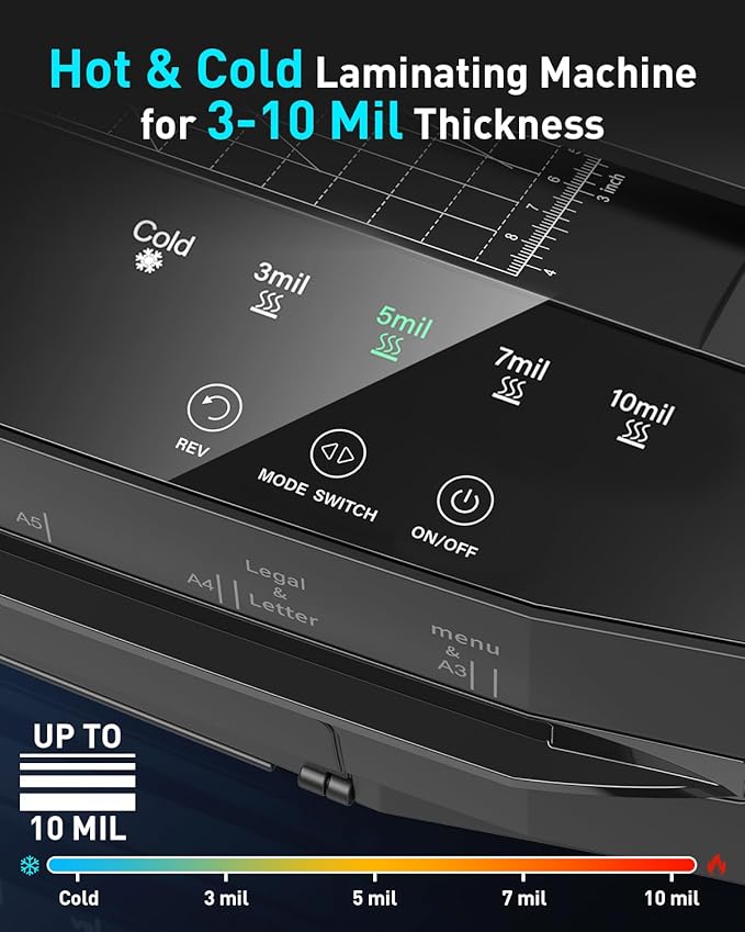 Qfun 3-10 Mil Thermal Laminator Machine 11x17 Heavy Duty Lamination Machine 4-Roller Commercial Laminating Machine 13 inch for Teacher, Large Laminate Machine with Laminating Sheets for Office School