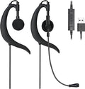 USB Earbuds with Microphone for PC, Lightweight Wired USB-A Computer Headphones with Adjustable Ear Hooks for PC Laptop Computer Mac Zoom Teams Office Work with Volume Controls & Mic/Speaker Mute