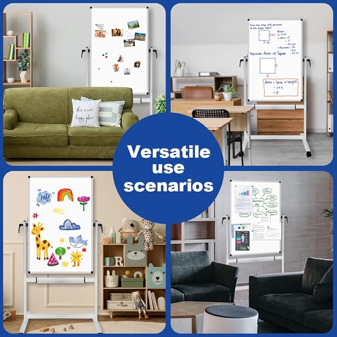 XBoard Whiteboard Mobile, 44x30inch Double Sided Magnetic Dry Erase Board on Wheels, Magnetic Portable Easel with Stand