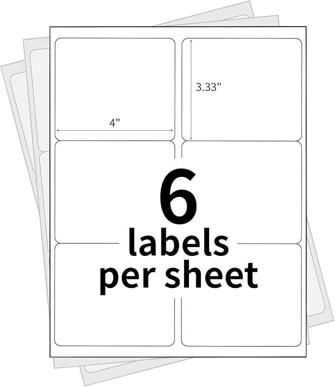 PAPRMA 3 1/3" x 4" Printable Label White 500 Sheets, Sticker Label Paper for Laser and Inkjet Printers Compatible 5164 8164 Shipping Address Labels