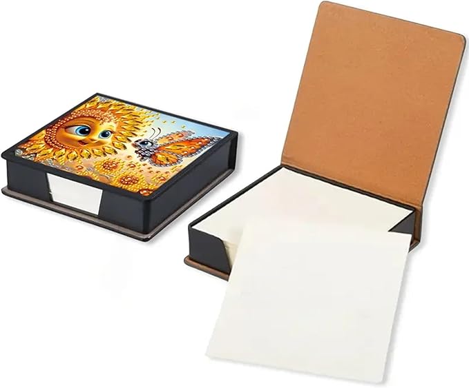 Sunflower Diamond Painting Kit Note Box,Memo Paper Storage Box Diamonds Art,Sticky Note Holder Diamond Art,Diamond Painting Memo Pad For Office Desk. (Sunflower)