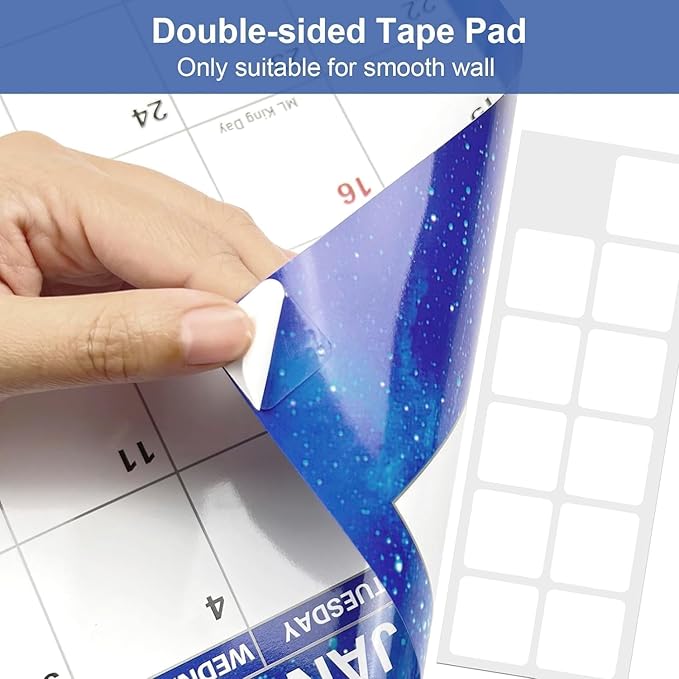 32" x 48" 2026 Wall Calendar Dry Erase - Large Starry Sky Calendar Wet & Dry Erasable Laminated 12 Month Annual Yearly Planner, Reversible, Horizontal/Vertical, Blue