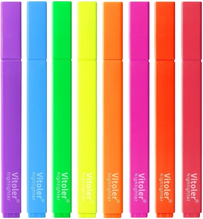 Piochoo Aesthetic Highlighters, 8 Pack Assorted Colors,Pastel Highlighters Set, Bible Journaling Highlighter for Marker, Colored School Supplies