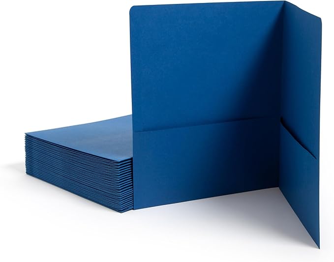 Smead Two-Pocket Heavyweight Folder, Paper Folders with Pockets, Letter Size, Dark Blue, 25 per Box (87854)