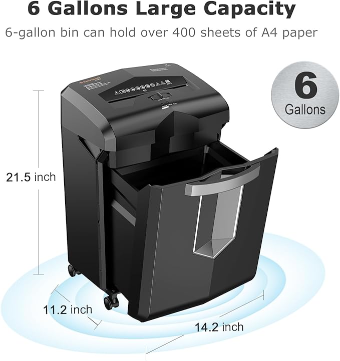 Bonsaii 16-Sheet Microcut Paper Shredder, 60-Minute Home Office Heavy Duty Shredder for CD/Credit Card, P-4 Level with 6-Gal Pullout Bin (C149-D)