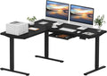 SANODESK L Shaped Electric Standing Desk with Drawer, 63 Inch Ergonomic Adjustable Height Desk with Storage, Corner Desk Sit Stand up Computer Table for Work Office Home, Black