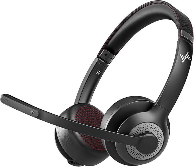 JIAMQISHI Wireless Headset with AI Noise Cancelling Microphone Bluetooth Headset - Bluetooth V5.2 Headphones with USB Dongle & Mic Mute for Computer/Laptop/PC/iPhone/Android/Cell Phones