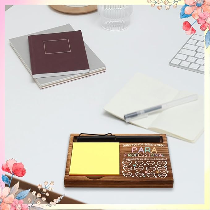 Appreciation Gifts for Paraprofessional, Thank You Gifts for Paraprofessional, Paraprofessional Office Decor Gifts,Wooden Sticky Note Holder With Inspirational Quotes,16.5 x 12 x 1.5 cm,XXN38