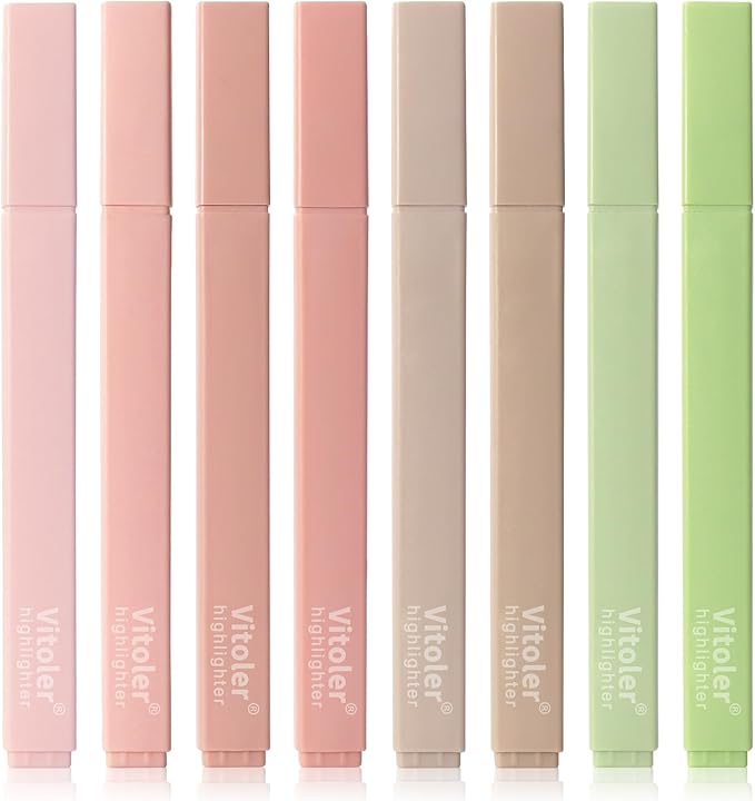 Piochoo Highlighters Assorted Colors,8pcs Bible Highlighters No Bleed Hghlighter Markers for Journaling Back to School Teacher Supplies Office Supplies