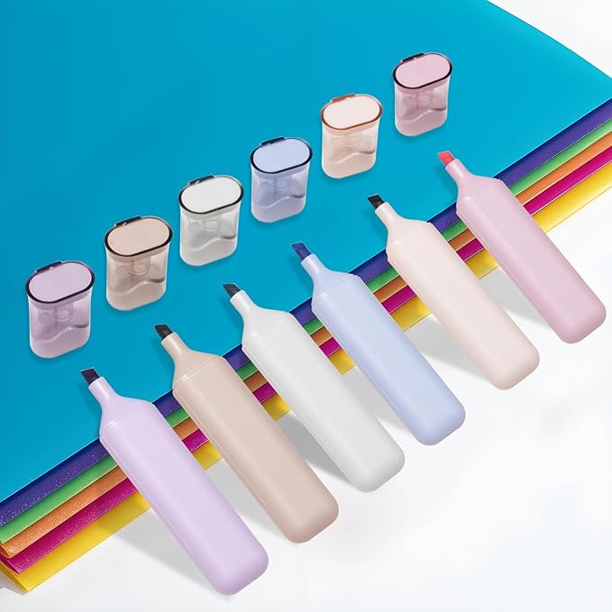 Dacono Pastel Highlighter Set, Chisel Tip, Tank Style, 6 Pack Morandi Colors, Cute No Bleed Bible Highlighter, with Large Ink Reservoir for Extra Long Marking Performance, Back to School Supplies