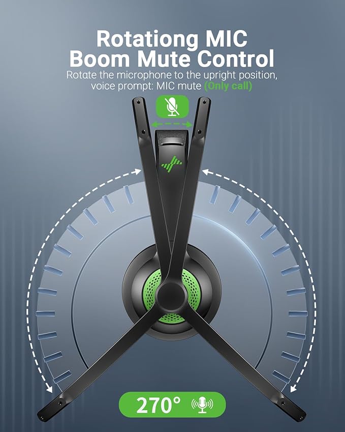 JIAMQISHI Wireless Headset with AI Noise Cancelling Microphone Bluetooth Headset - Bluetooth V5.2 Headphones with USB Dongle & Mic Mute for Computer/Laptop/PC/iPhone/Android/Cell Phones/Zoom-Green