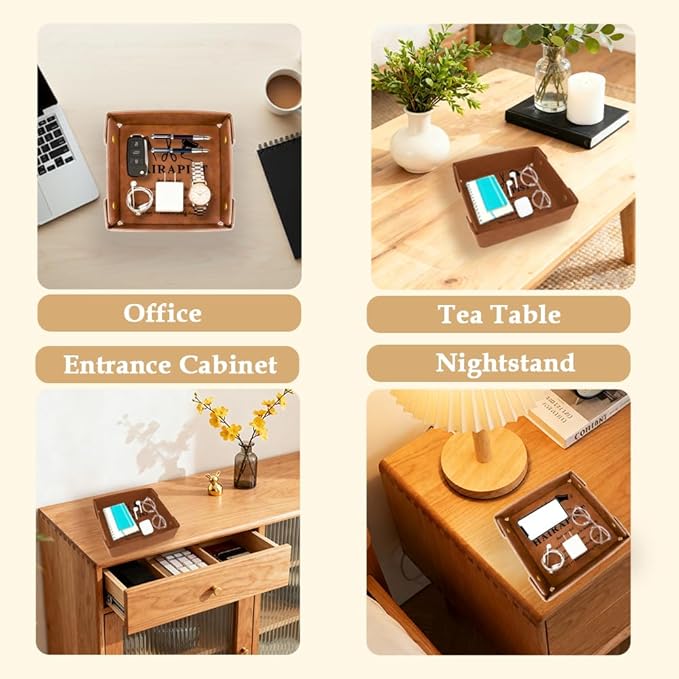 Aelciyue Hair Stylist Gifts - Christmas Retirement Valentines Appreciation Inspirational Gifts for Hairdressers Leather Tray Organizer Leather Valet Catchall Desk Tray