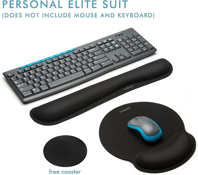 Ergonomic Mouse Pad with Wrist Rest Premium Memory Foam Keyboard and Mouse Wrist Rest Pads Set- for Comfortable Typing &Wrist Pain Relief (Pack of 4)