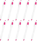 DISCOUNT PROMOS Slim Curvy Ballpoint Pens Set of 10, Bulk Pack - Black Ink, Retractable, Great for Office, School, Tradeshows - Pink