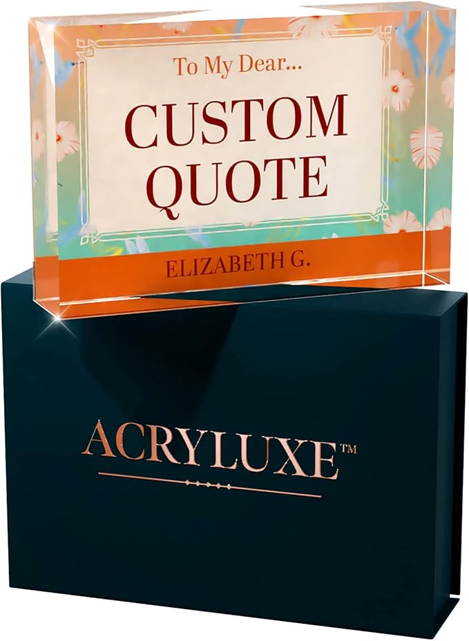 Personalized Gifts, Custom Quote Block Letter Board,Crystal-Clear Acrylic with Gift Box,17 Styles, Holiday and Christmas Gift for Mom, Dad, Girlfriend, Him or Her, Husband, Wife (4"x6", Flora)