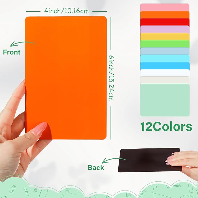 Ctosree 48 Pcs Dry Erase Magnetic Labels 4 x 6 Inch, Dry Erase Magnets Reusable Magnetic Magnets Name Tags Blank Multipurpose Colorful Stickers Strips for Whiteboard Locker School Office(Mixed Color)