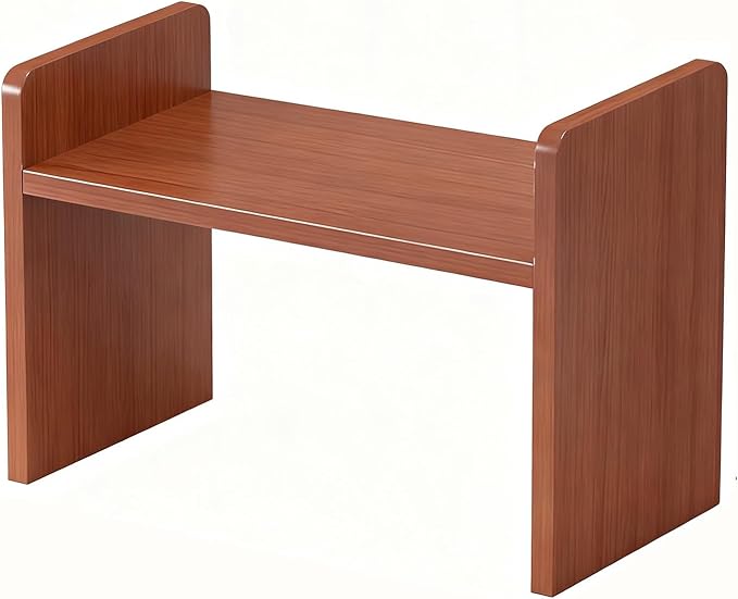 Desktop Storage Rack, Wooden Printer Stand with Compact Under Desk Shelf for Home Office Organization(Teak Color,17.7 * 11.8 * 11.8in)