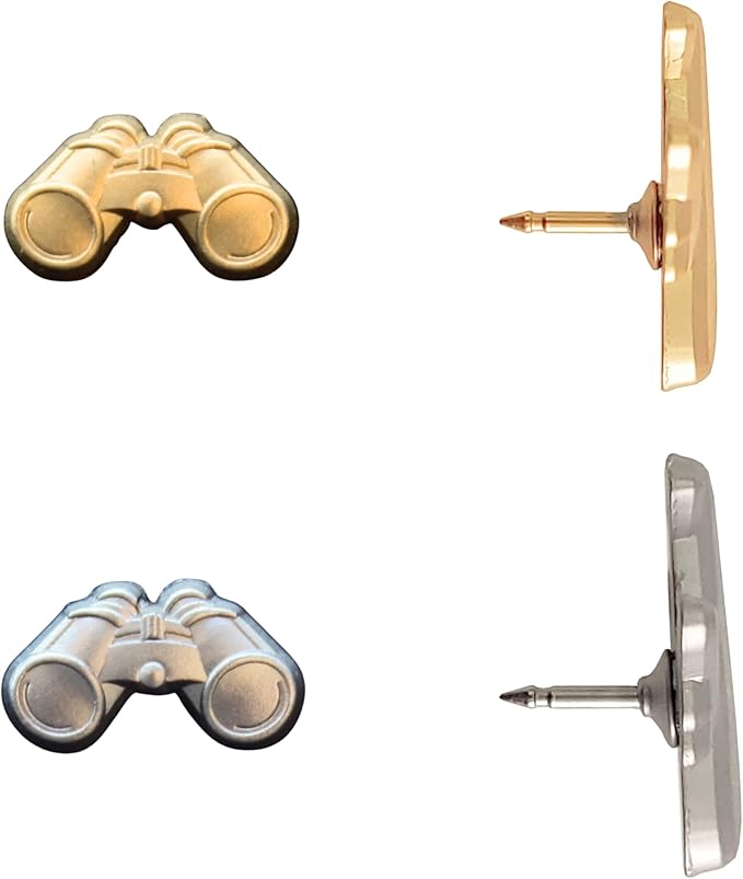 Binoculars Push Pins - Gold Bird Watching Map Pins for Cork Boards, Maps, or Lapel Use - Designed in USA - Set of 10