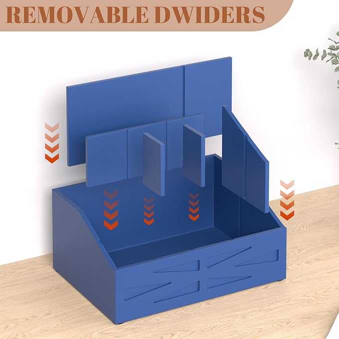 Wood Mail Organizer Countertop,Farmhouse Desk and Kitchen Countertop Storage, Letter Sorter, Desk Mail and Bill Organizer, Desktop File and Paper Holder (Blue)