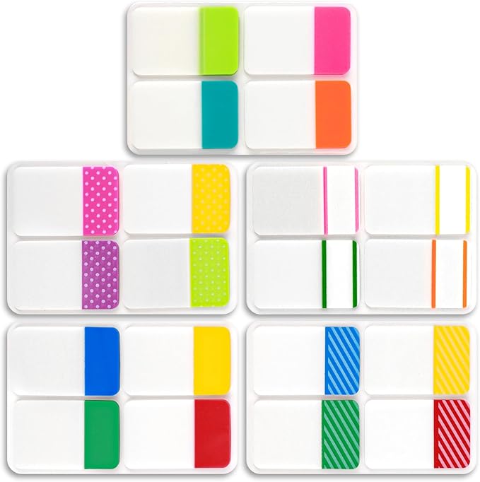 400 Pcs Sticky Index Tabs Colored Sticky Tabs Writable and Repositionable File Tab Self Adhesive Colored Page Markers Labels for Reading Notes Books Book Binders Papers Documents Classify Files