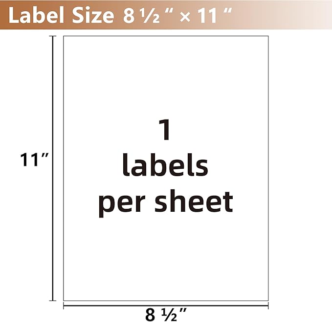 VZCPYTPM Printable Shipping Labels 8.5" x 11",100 White Matte Customizable Label Sheets for Inkjet Printer,Large Stickers for Mailing,Shipping,and Address,Printing and Organizing