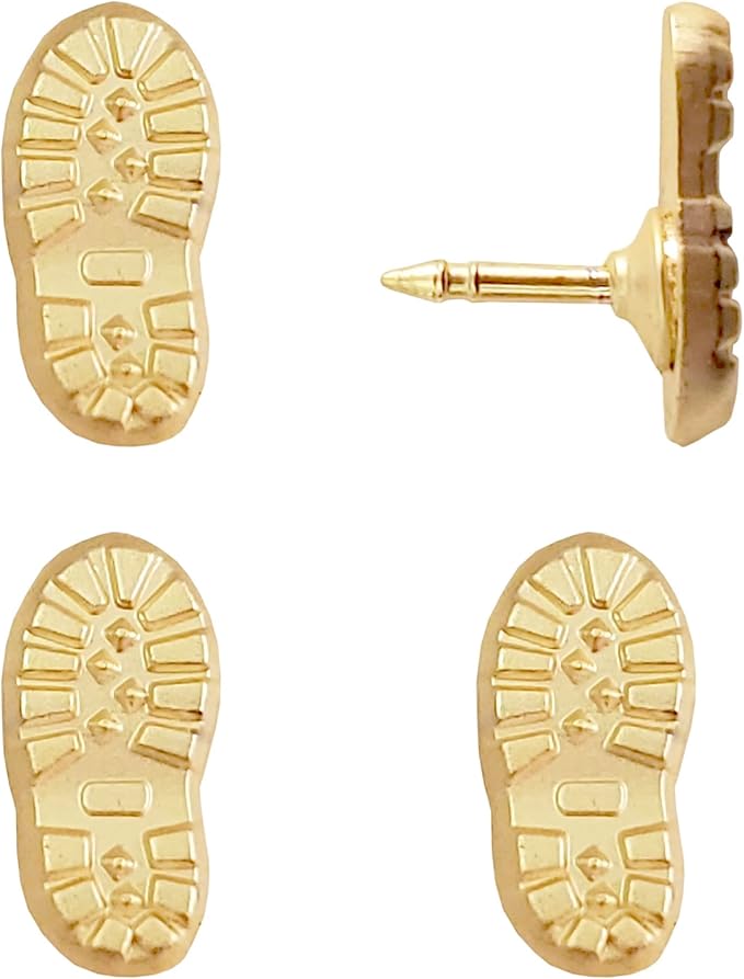 Hiking Boot Print Push Pins - Gold Boot Print Pins - for Cork Board, Maps, or Lapel Pin Use - Designed in USA - Set of 4