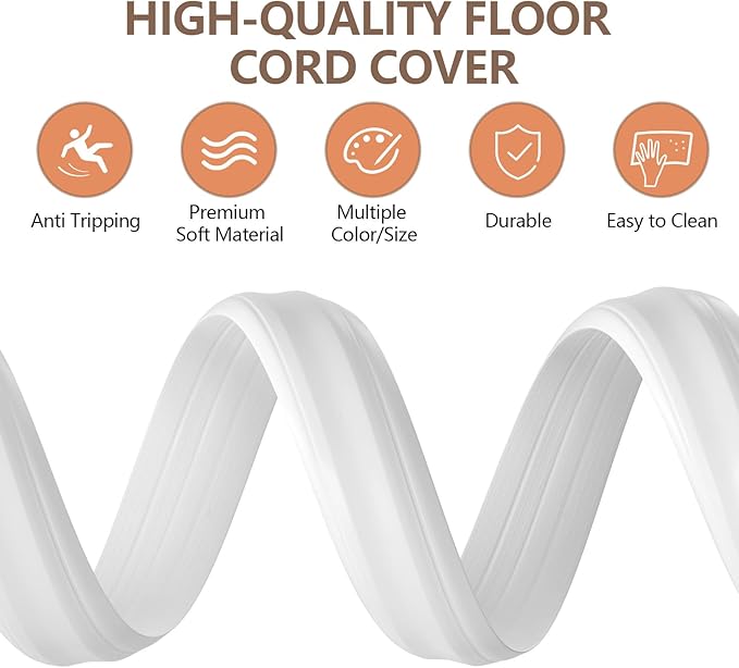 AGPTEK Heavy Duty Floor Cable Cover Cable Protector, 6.5 Ft Floor Cord Protector 3 Channels Floor Cord Cover (Mid Channel 0.93") Contains Cords, Cables and Wires, Good for Office, Home, or Outdoor