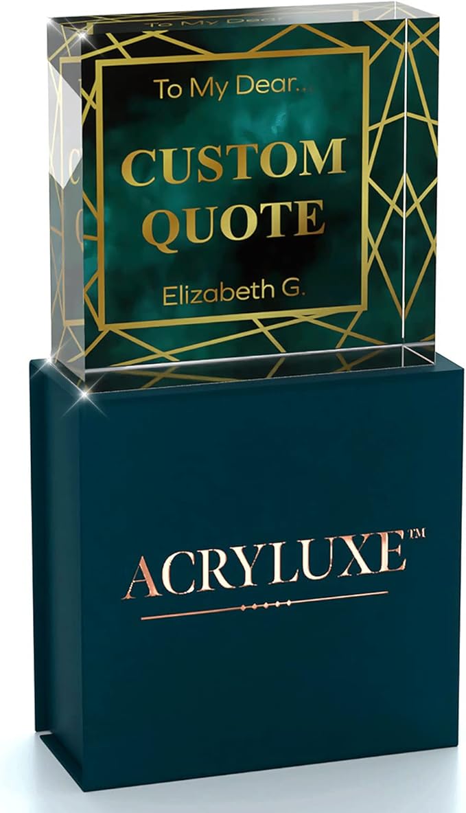 Personalized Gifts, Custom Quote Block Letter Board,Crystal-Clear Acrylic with Gift Box,17 Styles, Holiday and Christmas Gift for Mom, Dad, Girlfriend, Him or Her, Husband, Wife (4"x4, Affluent)