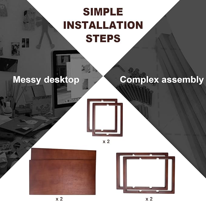 Desk Shelves Desktop Organizer Shelf - No Assembly Needed Holds 130lbs for Top of Desk Organizers and Accessories Corner Bookshelf Table Top Shelving in Office, Books, Bathroom Storage--Walnut Colour