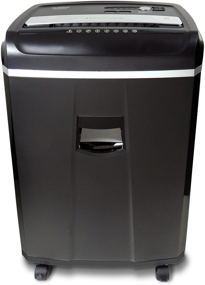 Aurora Anti-Jam 20-Sheet Crosscut CD/Paper and Credit Card Shredder, 7-Gallon pullout Basket, 60 Minutes Continuous Run Time