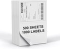 PAPRMA Half Sheet 8.5x5.5inch Shipping Mailing Label 1000 Counts, 2 Labels Per Sheet 8.5 x 11 for Laser & Inkjet Printer, Permanent Adhesive Label Square Corner (500 Sheets)