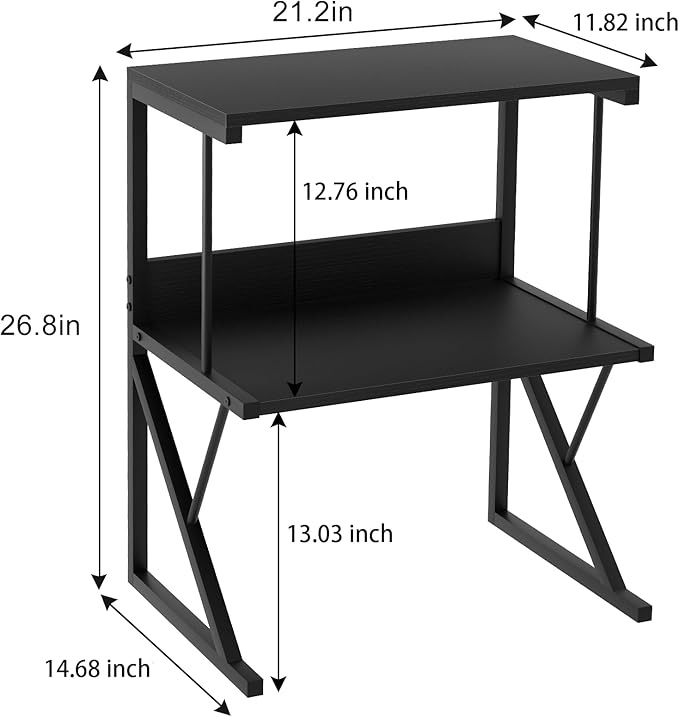 aboxoo Printer Stand for Desk, Desktop Printer Shelf Large 3-Tier Multi-Purpose Office Organization Shelves for Home Office, Black