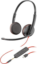 Poly Blackwire 3225 Wired Headset (Plantronics) - Noise-Canceling Mic – Stereo Design - Connect to PC/Mac/Mobile via USB-C, USB-A, or 3.5mm - Works w/Teams, Zoom - Amazon Exclusive (Pack of 12)
